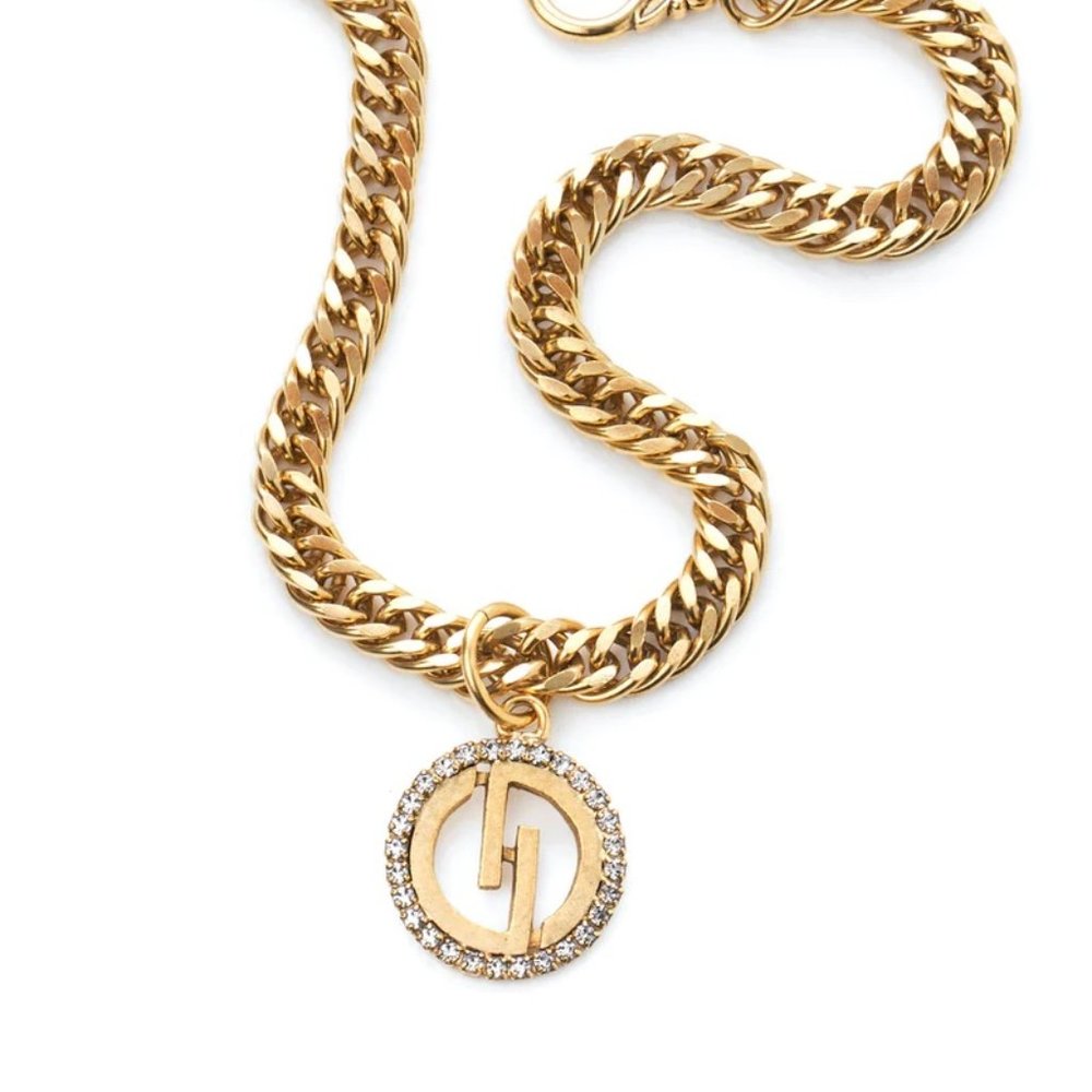 DYLAN LEX Beau Statement Necklace w/ Signature Logo Charm, Gold